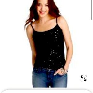 NWT loft deco sequin cotton cami black L